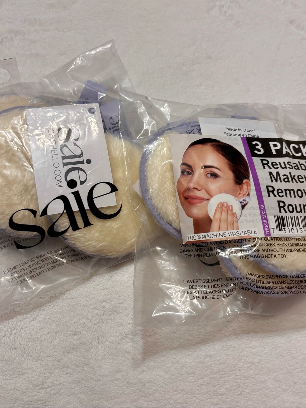 New Saie Reusable Beauty Rounds set of 2 bags (6 pieces) NEW